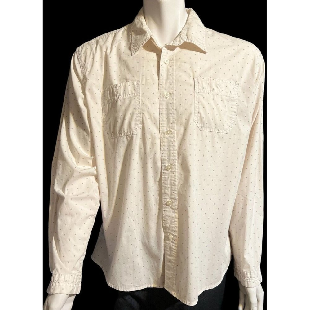 Wrangler Flex For Comfort Cream Retro Button Up Long Sleeve  Shirt Mens XL
